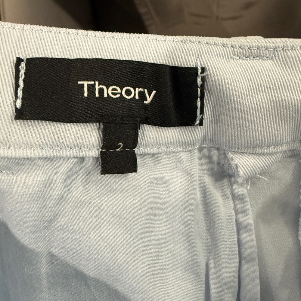 Theory Light Blue Wide-Leg Crop Pants - Picture 3 of 3